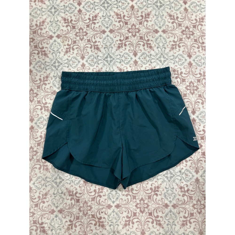 All in Motion Teal Green Running Shorts Womens Large Smocked Waist Reflective
